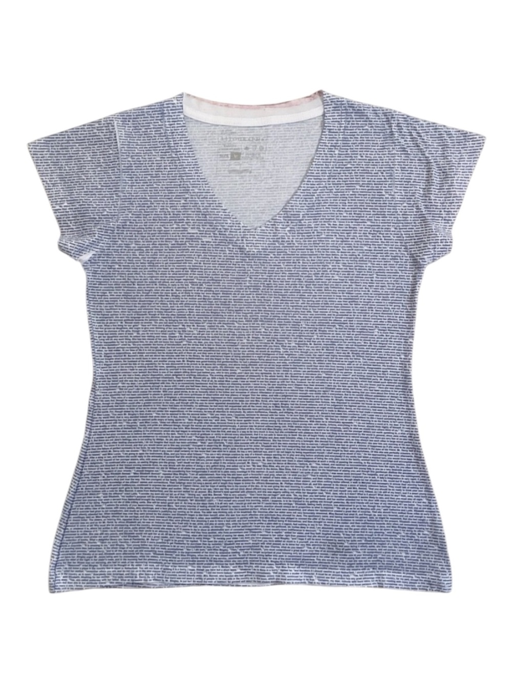 Litographs Pride & Prejudice Text Tee Jane Austen V Neck Literary Bookish Top M